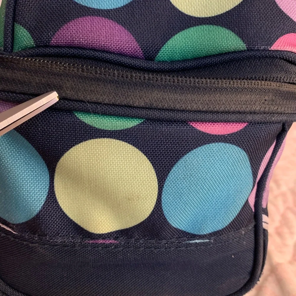 Pottery Barn Teen Lunch Box Black Pink Blue Polka Dots Dome Shaped